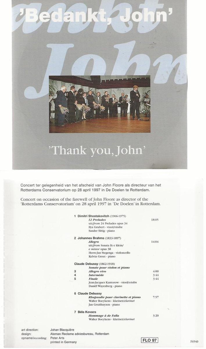 BEDANKT JOHN FLOORE / THANK YOU JOHN