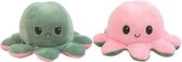 Octopus knuffel – licht groen en roze - omkeerbaar blij en boos knuffel – Emotie knuffel