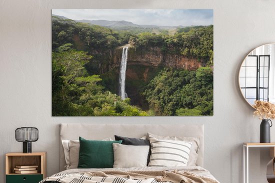 Peintures sur Toile Tropical - Cascade - Forêt Tropicale - 180x120 cm - Décoration murale XXL