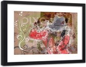 Foto in frame , Abstracte vrouw met hoed , 120x80cm ,  Multikleur , wanddecoratie , Premium print