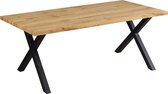 Urban Living - Eetkamertafel Rechthoekig X-onderstel Eiken Fineer 200x90x75cm - Eettafel