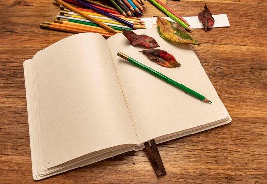 CALIMA TreeFree Notitieboek, ongebleekt, upcycling van 100% suikerriet, tree-vrij, naaltig, DIN A5, puntgeruit, hardcover, natuurlijke kleuren, lichtbeige, CNB981044