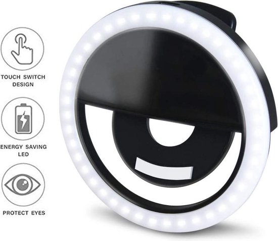 Selfie Licht Ring - LED Verlichting Ring - ZWART - Selfiering LED Mobiele  Telefoon -... | bol.com