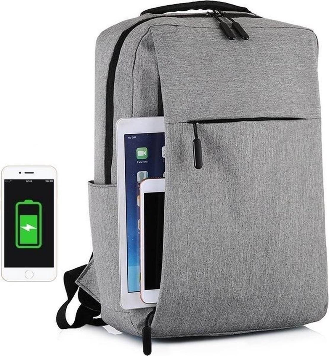helpen buis nood Backpack Pro - Laptop rugzak - 15,6 inch - Met USB-poort en regenhoes -  Grijs | bol.com