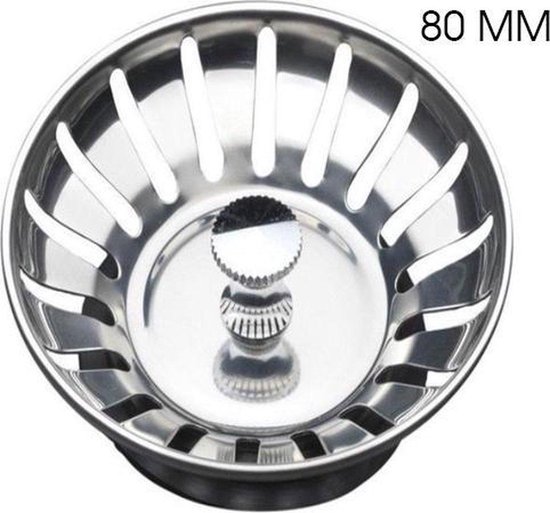 Crépine - Bouchon de panier - Bouchon de vidange - Lavabo - Crépine d'évier  - Inox - 80 mm | bol