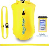 Zwemboei voor Veilig Openwater en Triatlon Zwemmen - Zwem Boei - Reddingsboeien - incl. drybag /Saferswimmer/Safe swimmer/ 20 Liter + Waterdichte smartphone hoes - Waveslider®