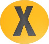 Magazijn vloersticker   -  Ø 19 cm   -  geel / zwart   -  Letter X
