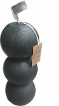 By Roon Rustik Lys - XXL Buitenkaars - kaarsen bestellen - mammoetkaarsen - Giant Triple sculpture - Drie bollen op elkaar - Stone - 15cm bij 35cm Robuste & zeer stoere kaars