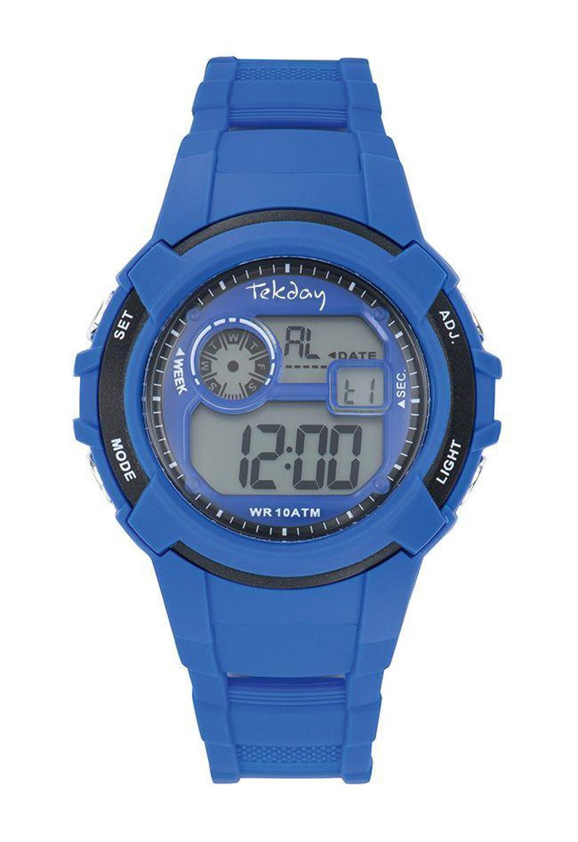 Tekday 654690 digitaal horloge 38 mm 100 meter blauw- zwart