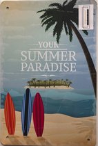 Metalen wandbord summer paradise 20 x 30cm