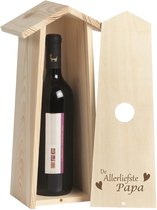 Gegraveerde houten wijnkist 1 fles met de tekst de allerliefste Papa