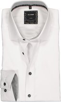 OLYMP Luxor modern fit overhemd - mouwlengte 7 - wit 2-ply twill - Strijkvrij - Boordmaat: 40