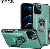 10 PCS Shield Armor PC + TPU-beschermhoes met 360 graden rotatieringhouder voor iPhone 11 Pro Max (cyaan)