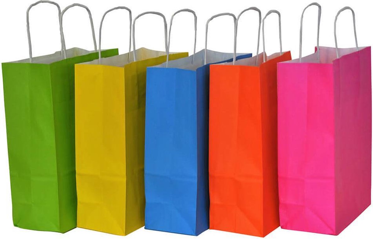 Papieren tasjes 50 stuks - Lime groen - A5 18x8x24 - Cadeautasjes - Papieren tasjes met handvat