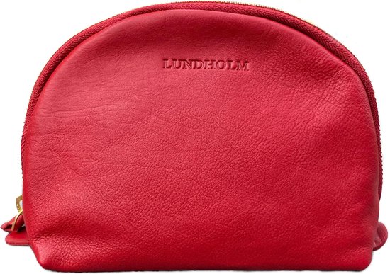 Lundholm leren make up tasje etui rood - toilettas dames leer design rood - bag... | bol.com