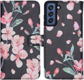 iMoshion Design Softcase Book Case Samsung Galaxy S21 FE hoesje - Blossom Watercolor Black