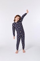 Woody onesie unisex - donkerblauw met highlander koe all-over print - highlander koe - 212-1-ONB-Z/917 - maat 128