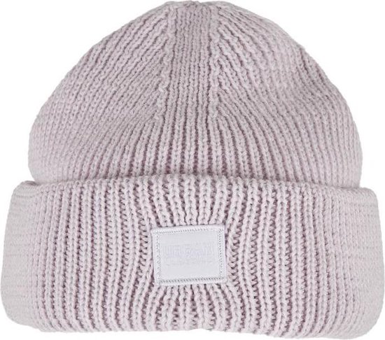 Urban Classics beanie muts met label soft lilac