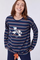 Woody pyjama meisjes/dames - multicolor gestreept - highlander koe - kip - 212-1-BSL-S/901 - maat XL
