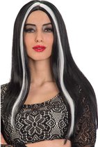 Carnival Toys Pruik Morticia Dames Polyester Zwart/wit One-size