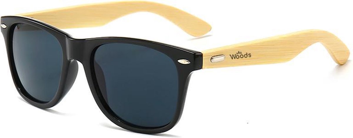Woods Sunglasses - Zonnebril Met Houten Pootjes - Zwart - Unisex - Met accessoires
