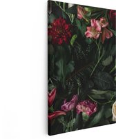 Artaza Canvas Schilderij Kleurrijke Bloemen Met Groene Bladeren - 20x30 - Klein - Foto Op Canvas - Canvas Print