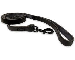 Leren hondenriem - 180cm - volledig zwarte riem - hondenriem met stiksels - 100% volnerfleer - hond - leiband hond - lederen hondenriem - stevige hondenriem - hondenleiband - hondenlijn leer