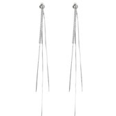 Lange oorbellen- Twin-Dubbele hangers- Zilver- Zirkonia- Charme Bijoux