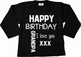 Shirt kind verjaardag opa-zwart-tekst wit-Maat 92