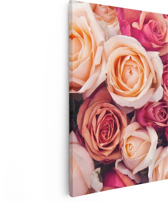 Artaza - Peinture sur toile - Fond de roses roses - Fleurs - 80 x 120 - Groot - Photo sur toile - Impression sur toile