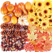 Herfst Decoratie | Herfst | Pompoen, Eikels, Dennenappels Decoratie | Halloween | Kunstmatig | 156 Stuks