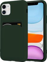 ShieldCase telefoonhoesje geschikt voor Apple iPhone 12 / 12 Pro siliconen hoesje met pasjeshouder - case met ruimte voor pasjes - donkergroen