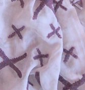 Sjaal violet - 100% wol - wollen kruisjes borduursel