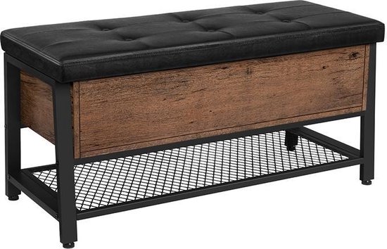 DuneDesign Gestoffeerde Schoenenbank - 81x32x50 Schoenenrek met Zitvlak