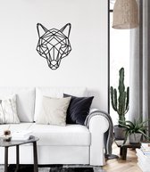 Geometrische vossenkop Wanddecoratie Zwart MDF 600x793mm