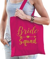 1x Vrijgezellenfeest Bride Squad tasje roze/goud goodiebag dames - Accessoires vrijgezellen party vrouw