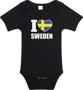 I love Sweden baby rompertje zwart jongens en meisjes - Kraamcadeau - Babykleding - Zweden landen romper 80 (9-12 maanden)