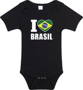 I love Brasil baby rompertje zwart jongens en meisjes - Kraamcadeau - Babykleding - Brazilie landen romper 68 (4-6 maanden)