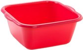 Set van 2x stuks kunststof teiltjes/afwasbakken vierkant 25 liter rood - Afmetingen 49 x 47 x 20 cm - Huishouden
