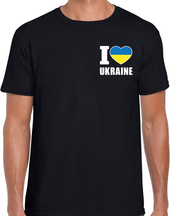I love Ukraine t-shirt zwart op borst voor heren - Oekraine landen shirt - supporter kleding XXL