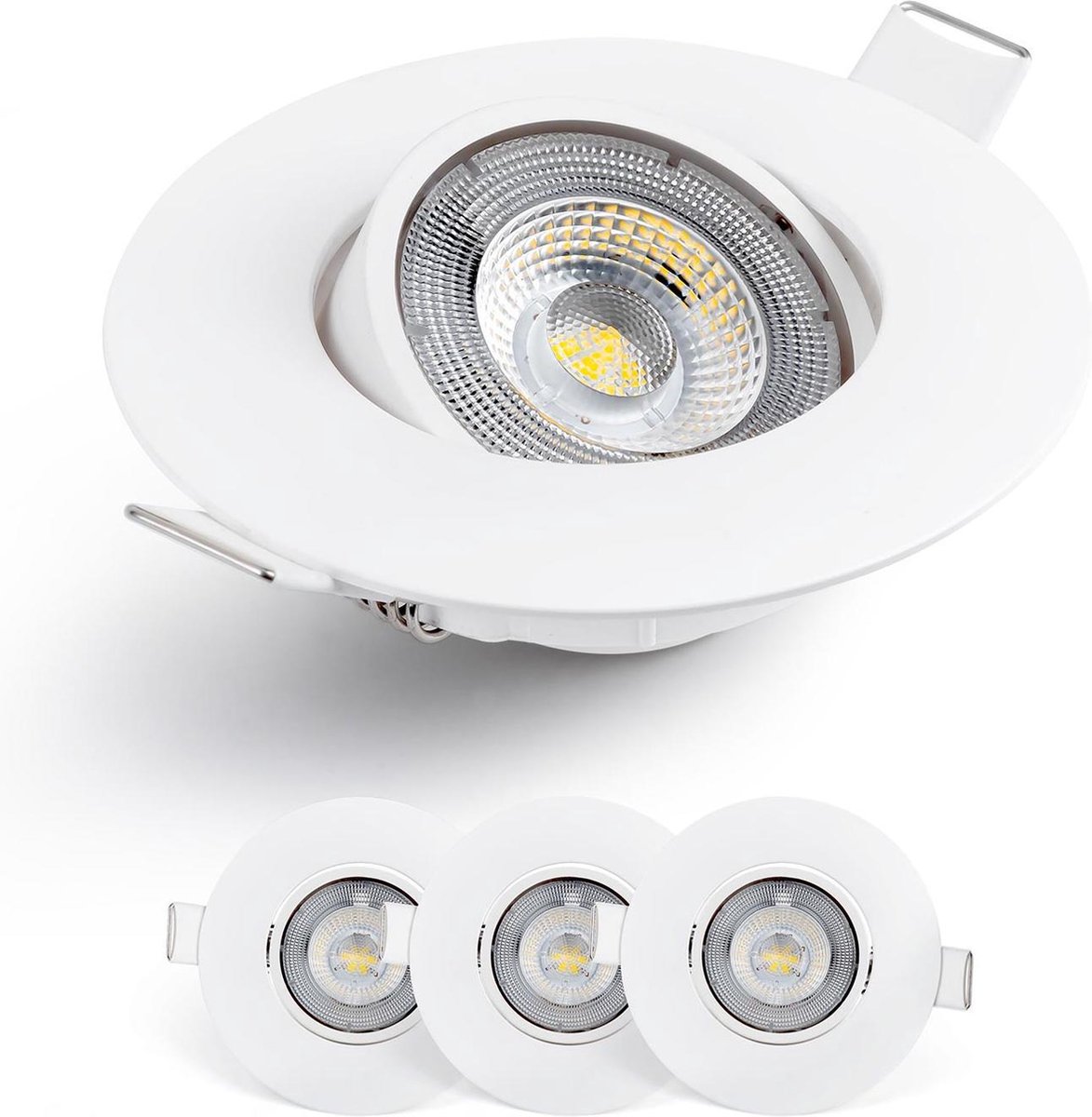 Emos Exclusive 2700K Warm Wit Set van 3 LED Inbouwspots, 300 lumen vervangt 35W, LED Spotjes | Ultra lage inbouwdiepte Inbouwspots wit 50° Draaibaar