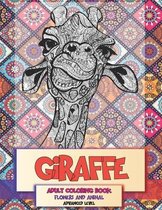 Adult Coloring Book Flowers and Animal Advanced Level - Giraffe