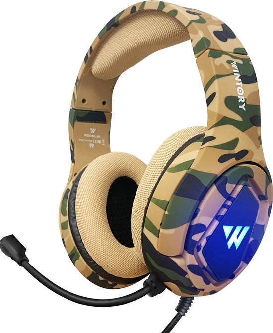 WINTORY M1 RGB Over-ear Koptelefoons - Gaming headset - met microfoon voor Nintendo Switch - PS4/PS5 - PC/Laptops - Xbox One - Camouflage