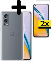 OnePlus Nord 2 Hoesje Transparant Siliconen Case Met Screenprotector - OnePlus Nord 2 Case Hoes met Screenprotector Transparant - 2 Stuks