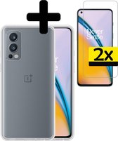 Hoesje Geschikt voor OnePlus Nord 2 Hoesje Siliconen Case Met 2x Screenprotector - Hoes Geschikt voor OnePlus Nord 2 Hoes Siliconen - Transparant