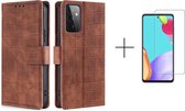 Telefoonhoesje Samsung Galaxy A72 | Hoogwaardig Pu Leren Bookcase | Pasjeshouder | Luxe Uitstraling | Bruin + 1x screenprotector