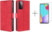 Telefoonhoesje Samsung Galaxy A72 | Hoogwaardig Pu Leren Bookcase | Pasjeshouder | Luxe Uitstraling | Rood + 1x screenprotector