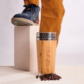 Dzukou Ziro Valley – RVS Koffiebeker To Go - Thermos Koffie Reisbeker - Koffie Travel Mug - Bamboe Koffiebeker - 450 ml