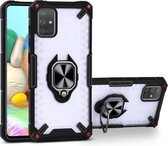 Matte TPU + PC magnetische schokbestendige hoes met ringhouder voor Samsung Galaxy A71 (zwart)