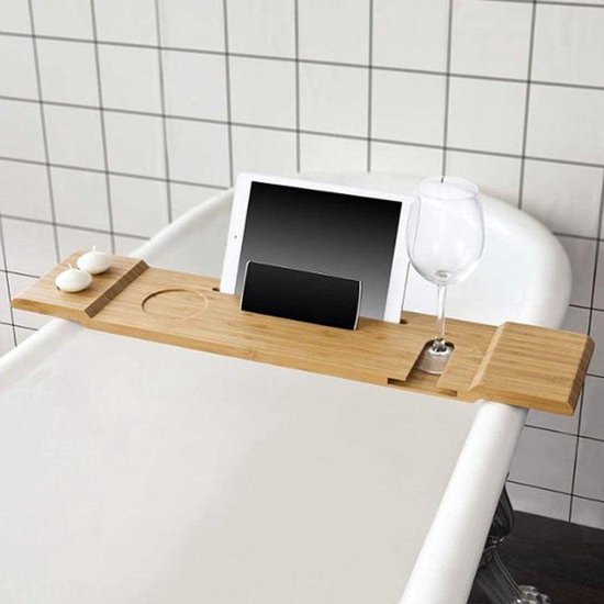 Support de bain en Bamboe avec support de tablette - étagère de bain - bois  durable -... | bol.com